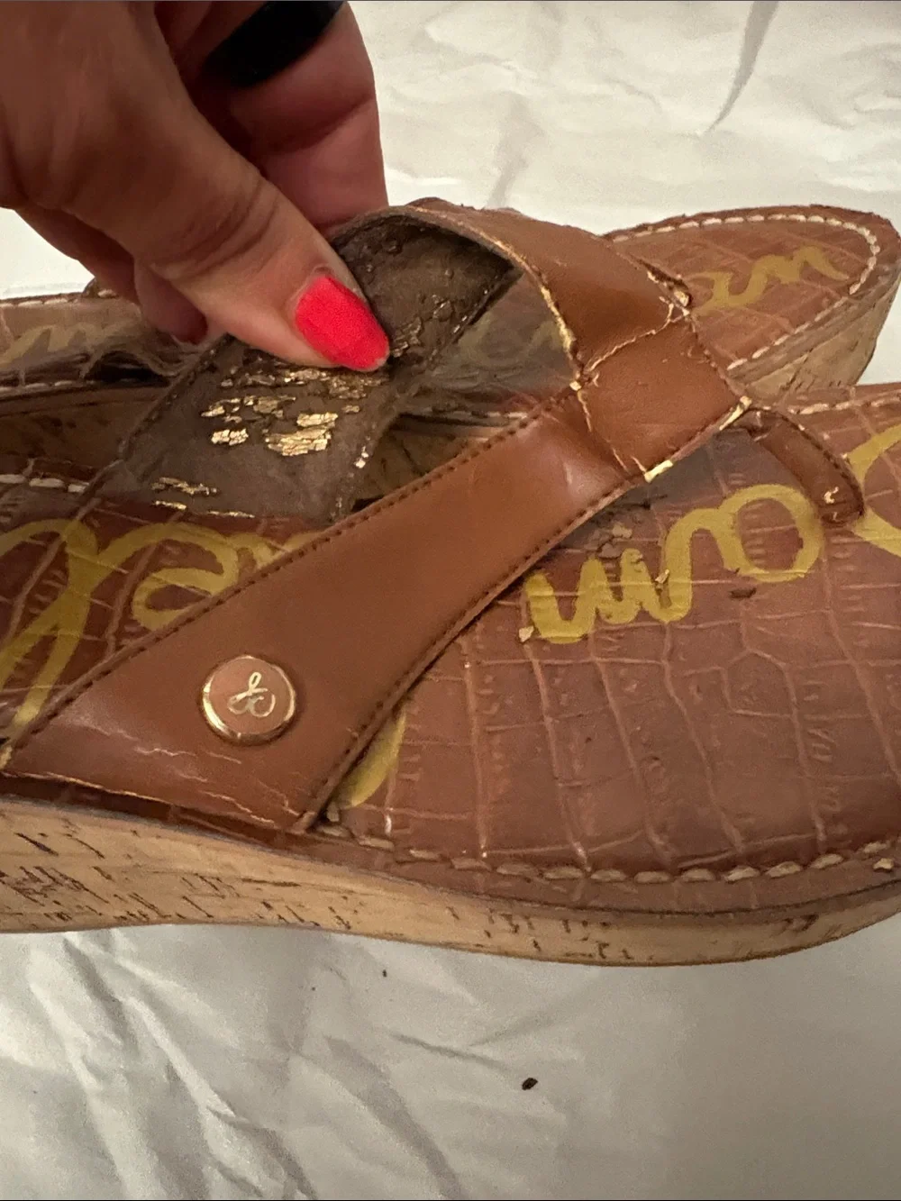 Cork Sam Edelman Wedge Thong Sandals in Brown Women